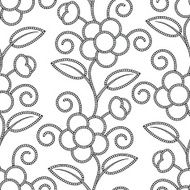 Seamless Floral White Black Background
