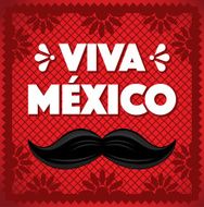 Viva M&eacute;xico - Bigote Sobre Fondo Rojo