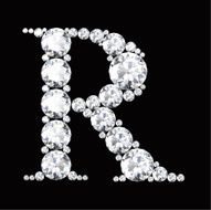 diamond letters with gemstones isolated on black N15
