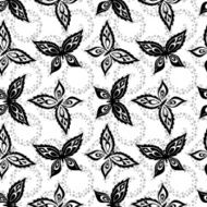 Seamless background butterflies contours N2
