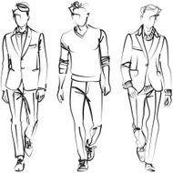 Three men line sketch N2