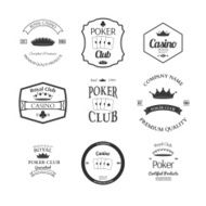 poker club and casino emblems set isolated vector