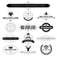 Set of black &amp; white vintage badges and labels N4