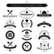 Set of black &amp; white vintage badges and labels N5