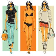 Three fashion models