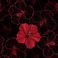 Seamless pattern with hibiscus flowers