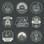 Retro design insignias transport logotypes set Vector vintage elements N2