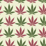 Seamless marijuana red and green leaves pattern