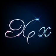Diamond glittering letter X of sparkling brilliants