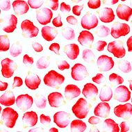 Hand drawn watercolor rose petal seamless pattern in red color