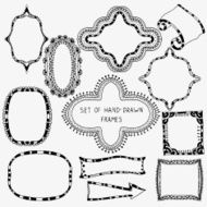 Hand drawn set of frames and banners