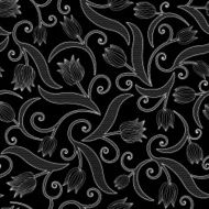 Seamless pattern with tulips on black background