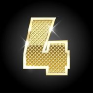 Vector metal gold letter of number four 4