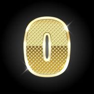 Vector metal gold letter of number zero 0
