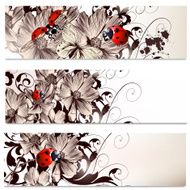 Business cards set with flowers N3