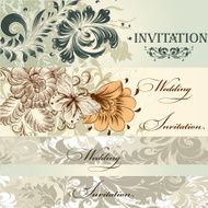 Collection of vector wedding cards in vintage style N3