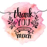 Thank you so mach Hand lettering Watercolor background