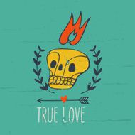 romantic vintage print with skull N3