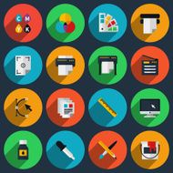 Flat color printing icons