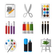 Vector tool set for artist in flat design style N2