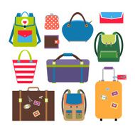 Bags and luggage flat icons