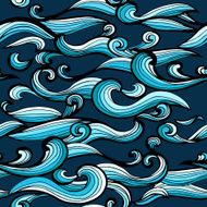 Seamless abstract hand-drawn waves pattern wavy background
