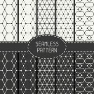 Set of geometric abstract seamless polygon pattern Optical illusion effect N2