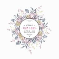 Round flower composition Wedding invitation Vector illustration N4