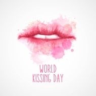 Watercolor lips World Kissing Day N3