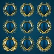 Golden shields with laurel wreath N4