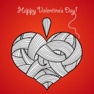 Happy Valentine&#039;s Day card with knitted heart N8