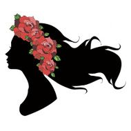 beautiful girl silhouette with rose