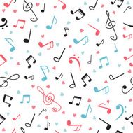 Music notes abstract seamless pattern Hand drawn background