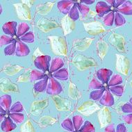 Seamless pattern with watercolor clematis N2