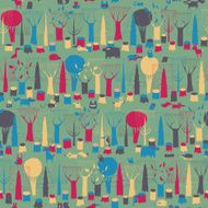 Wood Animals tapestry seamless pattern in magic colors N2