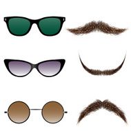 Vector set of glasses and mustaches