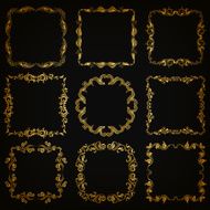 Vector set of gold decorative borders frame N20