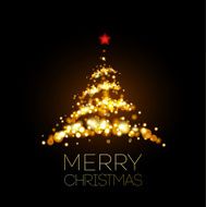 Shiny Gold Christmas tree in black poster N2