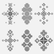 Patterned design elements on a white background N7