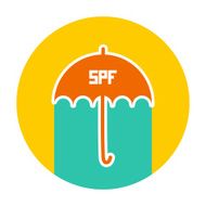 Round Card Design Umbrella sunscreen SPF Yellow Green Blue Orange