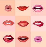 Set of Beautiful Female Lips N2