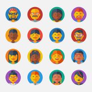 Set of Avatar Flat Design Icons Vector Illustration