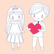 Groom and bride illustration