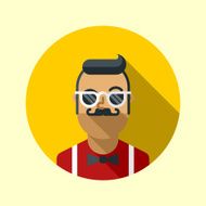 Hipster guy with sunglasses and mustaches icons series