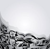 Holiday background in silver and gray with black floral ornaments