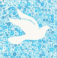 White Dove on Blue Snowflake Background N2