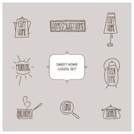 vector set of hand drawn cozy home logos