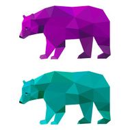 bear set painted in imaginary colors isolated on white background