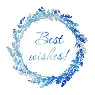 Card with watercolor lavender flower wreath