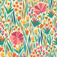 Vector pattern with pink flower